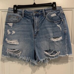 Cello Light Blue Distressed Jean Shorts